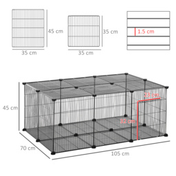 PawHut DIY Pet Playpen, Small Animal Metal Cage with Door, 22 Pieces, for Bunny, Chinchilla, Hedgehog, Guinea Pig - Aosom UK - thumbnail 3