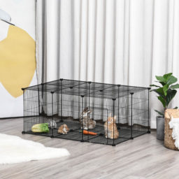 PawHut DIY Pet Playpen, Small Animal Metal Cage with Door, 22 Pieces, for Bunny, Chinchilla, Hedgehog, Guinea Pig - Aosom UK - thumbnail 2