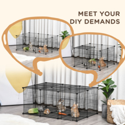 PawHut DIY Pet Playpen, Small Animal Metal Cage with Door, 22 Pieces, for Bunny, Chinchilla, Hedgehog, Guinea Pig - Aosom UK - thumbnail 4