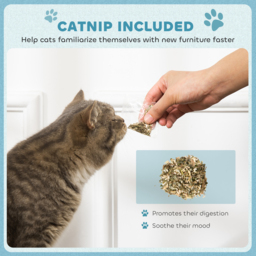 PawHut 2 in 1 Cat Scratcher with Catnip for Indoor Cats, 30.5 x 55 x 31.5cm, Light Blue - thumbnail 6