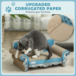 PawHut 2 in 1 Cat Scratcher with Catnip for Indoor Cats, 30.5 x 55 x 31.5cm, Light Blue - thumbnail 5
