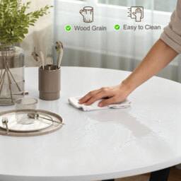 HOMCOM Dining Table, Round Kitchen Table with Black Legs for Living Room, Dining Room 90 x 76 cm, High Gloss White - thumbnail 7