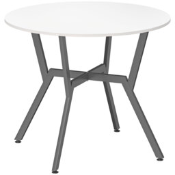 HOMCOM Dining Table, Round Kitchen Table with Black Legs for Living Room, Dining Room 90 x 76 cm, High Gloss White - thumbnail 1