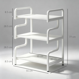 HOMCOM 3-Tier Storage Shelves, Metal Shelving Unit, Industrial Printer Table for Home Office, Display Rack for Living Room, White - Aosom UK - thumbnail 3