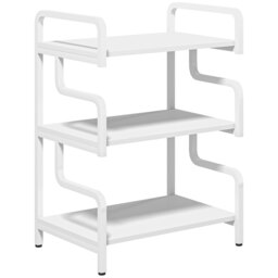 HOMCOM 3-Tier Storage Shelves, Metal Shelving Unit, Industrial Printer Table for Home Office, Display Rack for Living Room, White - Aosom UK