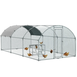 PawHut Spacious Walk-In Chicken Run, Outdoor Coop with Activity Shelf and Protective Cover, 2.8x5.7x2m, Secure Design - thumbnail 1