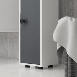Kleankin 180cm Tall Slim Bathroom Cabinet, Narrow Toilet Roll Storage with Open Shelves, 2 Door Cabinets, Adjustable Shelves, for Kitchen - Aosom UK - thumbnail 9