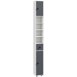 Kleankin 180cm Tall Slim Bathroom Cabinet, Narrow Toilet Roll Storage with Open Shelves, 2 Door Cabinets, Adjustable Shelves, for Kitchen - Aosom UK - thumbnail 1