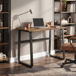 HOMCOM Industrial Writing Desk With Metal Legs, 100 x 58 x 74.5cm, Rustic Brown and Black - thumbnail 2