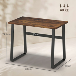 HOMCOM Industrial Writing Desk With Metal Legs, 100 x 58 x 74.5cm, Rustic Brown and Black - thumbnail 3