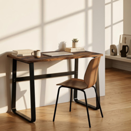 HOMCOM Industrial Writing Desk With Metal Legs, 100 x 58 x 74.5cm, Rustic Brown and Black - thumbnail 6