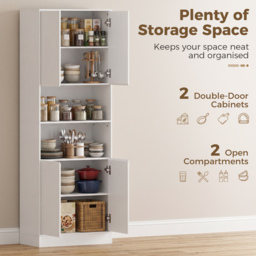 HOMCOM 170 cm Kitchen Pantry Cabinet, Freestanding Storage Cabinet with Soft-Close Hinges, White Wood Effect - thumbnail 4