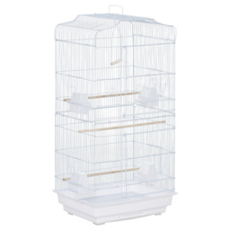 PawHut Large Metal Bird Cage with Stand, Perches, Food Bowls, Swing for Budgie, Parakeet, 46.5 x 35.5 x 92cm,White