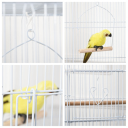 PawHut Large Metal Bird Cage with Stand, Perches, Food Bowls, Swing for Budgie, Parakeet, 46.5 x 35.5 x 92cm,White - thumbnail 9