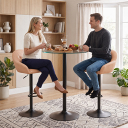 HOMCOM Bar Stools Adjustable Heights Breakfast Bar Stools Backrest Armrests Set of 2, Brown - thumbnail 8