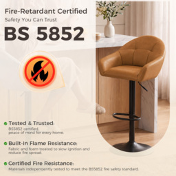 HOMCOM Bar Stools Adjustable Heights Breakfast Bar Stools Backrest Armrests Set of 2, Brown - thumbnail 9