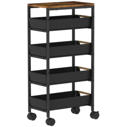 HOMCOM 5-Tier Storage Trolley on Wheels - Black - thumbnail 1
