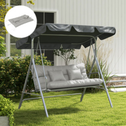 Outsunny 4-Piece Back and Seat Cushion Replacement with 2 Pillows, Patio Chair Cushions Set with Ties, Light Grey - Aosom UK - thumbnail 7