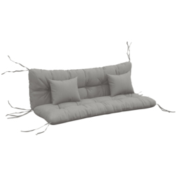 Outsunny 4-Piece Back and Seat Cushion Replacement with 2 Pillows, Patio Chair Cushions Set with Ties, Light Grey - Aosom UK