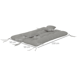 Outsunny 4-Piece Back and Seat Cushion Replacement with 2 Pillows, Patio Chair Cushions Set with Ties, Light Grey - Aosom UK - thumbnail 3