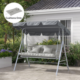 Outsunny 4-Piece Back and Seat Cushion Replacement with 2 Pillows, Patio Chair Cushions Set with Ties, Light Grey - Aosom UK - thumbnail 2