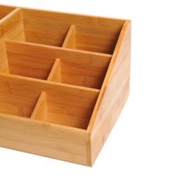 HOMCOM Organiser Holder Multi-Function Storage Caddy Drawers Home Office Stationary Supplies 7 Storage Compartments & 2 Drawers Natural - Aosom UK - thumbnail 9