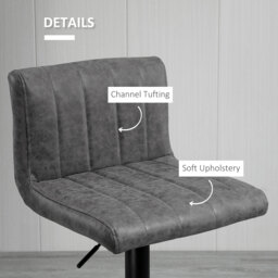 HOMCOM Set of 2 Adjustable Height Bar Chairs w/ Footrest, Bar Stools Set of 2 for Home Dining Areas, PU Leather, Counter Bar Stool, Grey - Aosom UK - thumbnail 8