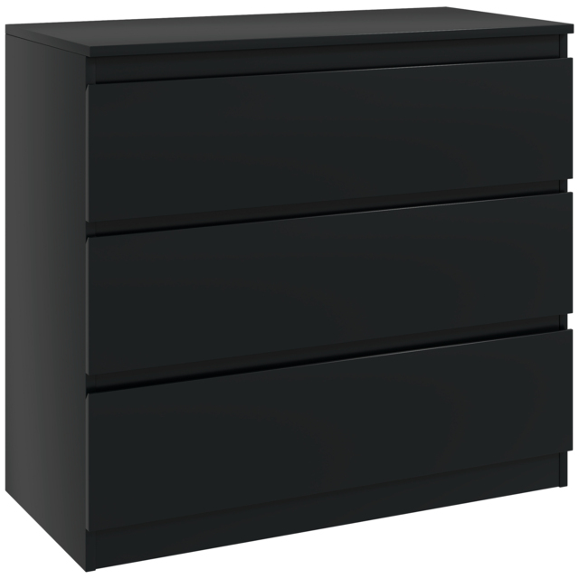 HOMCOM Chest of Drawers, 3-Drawer Storage Organiser Unit for Bedroom, Living Room, Black - image 1
