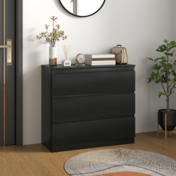 HOMCOM Chest of Drawers, 3-Drawer Storage Organiser Unit for Bedroom, Living Room, Black - thumbnail 2