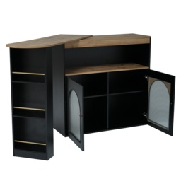 Modern Extendable Dining Table with Storage and LED Strip, Kitchen Island with Extendable Swivel Dining Table, 138-193x39x105 cm, Black - Aosom UK - thumbnail 2