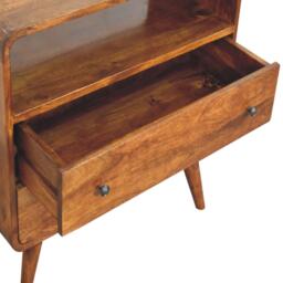 Solid Mango Wood Bedside Table, Nightstand Cabinet with 2-Drawer, Open Shelf, 35L x 70W x 70H cm, Brown - Aosom UK - thumbnail 4