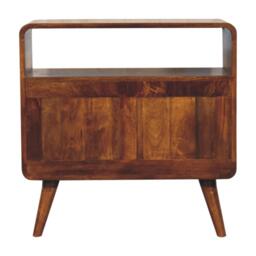 Solid Mango Wood Bedside Table, Nightstand Cabinet with 2-Drawer, Open Shelf, 35L x 70W x 70H cm, Brown - Aosom UK - thumbnail 8