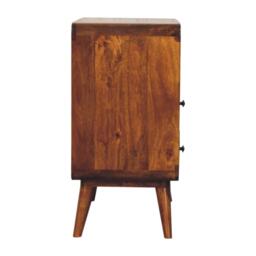 Solid Mango Wood Bedside Table, Nightstand Cabinet with 2-Drawer, Open Shelf, 35L x 70W x 70H cm, Brown - Aosom UK - thumbnail 7