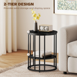 HOMCOM Set of Two Marble-Effect Coffee Tables - Black - thumbnail 6