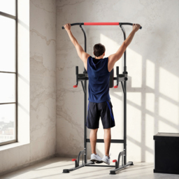 HOMCOM Pull Up Station Bar Power Tower Station for Home Office Gym Traning Workout Equipment - Aosom UK - thumbnail 2