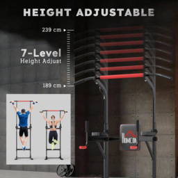 HOMCOM Pull Up Station Bar Power Tower Station for Home Office Gym Traning Workout Equipment - Aosom UK - thumbnail 6