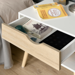 HOMCOM Contemporary Bedside Cabinet: Drawer and Shelf, Nightstand for Bedroom or Lounge - Aosom UK - thumbnail 8