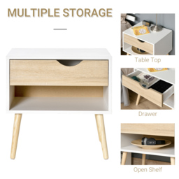 HOMCOM Contemporary Bedside Cabinet: Drawer and Shelf, Nightstand for Bedroom or Lounge - Aosom UK - thumbnail 6