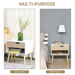 HOMCOM Contemporary Bedside Cabinet: Drawer and Shelf, Nightstand for Bedroom or Lounge - Aosom UK - thumbnail 4