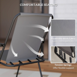 Outsunny 4 Seater Garden Furniture Set, 6 Pieces Garden Table and Chairs with Parasol, Folding Chairs and Round Glass Top Table for Patio, Grey - thumbnail 6