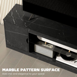 "HOMCOM TV Stand Cabinet, Marble Effect TV Unit for up to 55"" TVs with Glass Shelf and Storage Cabinet, Entertainment Unit for Living Room, Bedroom, Black" - thumbnail 4