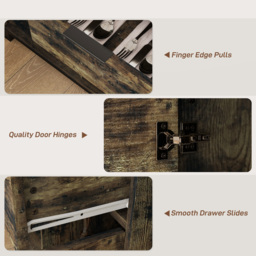 HOMCOM Sideboard, Industrial Storage Cabinet with Doors, Drawer, Cupboard and Adjustable Shelves for Living Room, Dining Room, Hallway, Rustic Brown - thumbnail 7