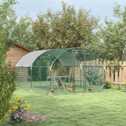 PawHut Walk In Chicken Run with Chicken Activity Shelf and Cover, 2.8 x 3.8 x 2m - thumbnail 2