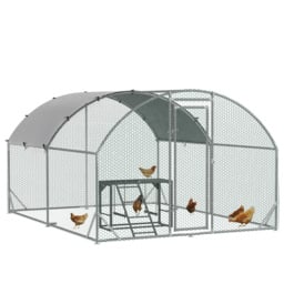 PawHut Walk In Chicken Run with Chicken Activity Shelf and Cover, 2.8 x 3.8 x 2m - thumbnail 1