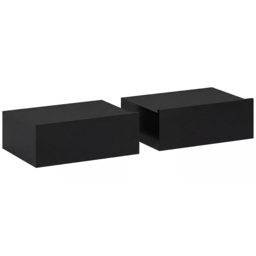 HOMCOM Floating Bedside Table Set of 2, Wall-Mounted Nightstand with Storage Drawer, Small Side End Table for Bedroom, Black - thumbnail 1
