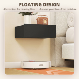 HOMCOM Floating Bedside Table Set of 2, Wall-Mounted Nightstand with Storage Drawer, Small Side End Table for Bedroom, Black - thumbnail 4