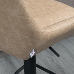 HOMCOM Retro Bar Chairs Set of 2, Adjustable Counter Bar Stool, Upholstered Bar Stools with Back, Swivel Seat, Light Khaki - Aosom UK - thumbnail 8
