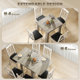HOMCOM Folding Dining Table for 4-6, Rectangular Extendable Drop Leaf Table for Small Spaces, 140 x 80 x 77.5 cm, Grey - thumbnail 4