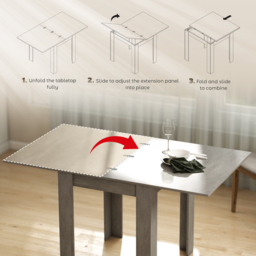 HOMCOM Folding Dining Table for 4-6, Rectangular Extendable Drop Leaf Table for Small Spaces, 140 x 80 x 77.5 cm, Grey - thumbnail 5