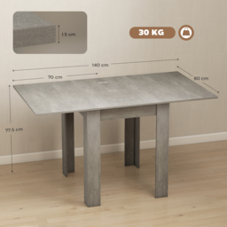 HOMCOM Folding Dining Table for 4-6, Rectangular Extendable Drop Leaf Table for Small Spaces, 140 x 80 x 77.5 cm, Grey - thumbnail 3